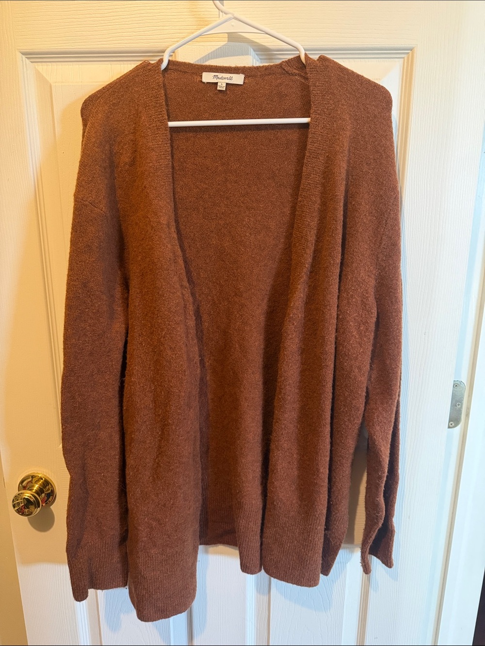 Madewell Open-Front Rust Brown Knit Cardigan